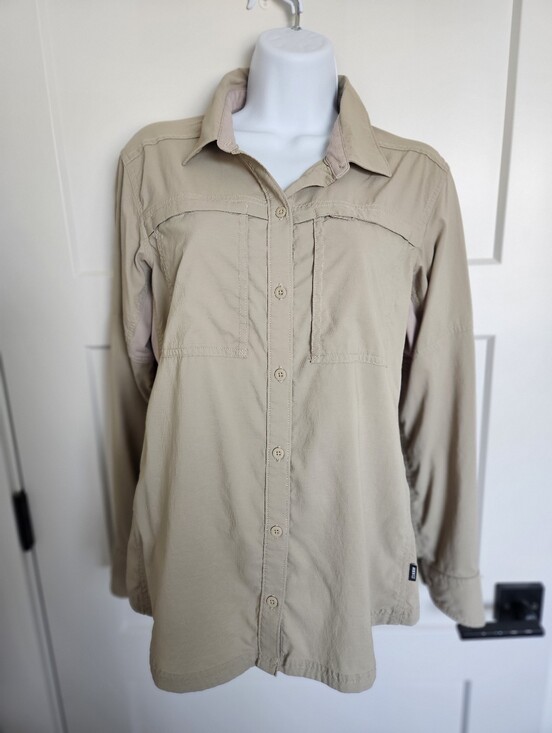 REI Tops - REI Light Khaki Button-Front Long Sleeve Shirt MEDIUM